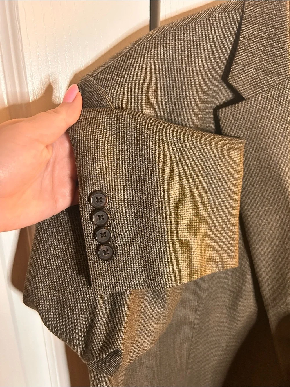 Ralph Lauren Men’s Size 50L Silk Wool Brown Golden Blue Knit 2 Button Blazer